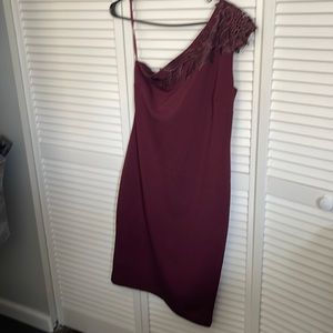 Maroon/burgundy one shoulder dress. Size 4